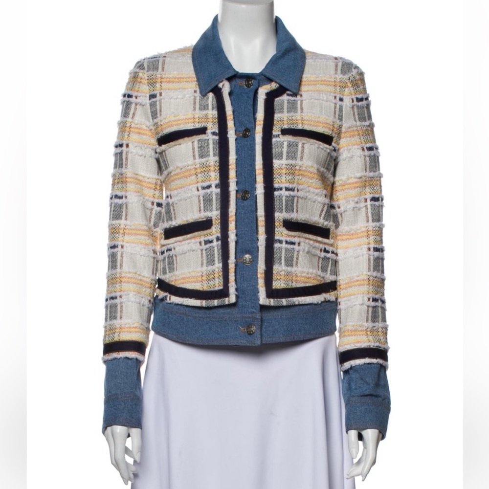 Veronica Beard Tweed Pattern Denim Jacket w/ Tags